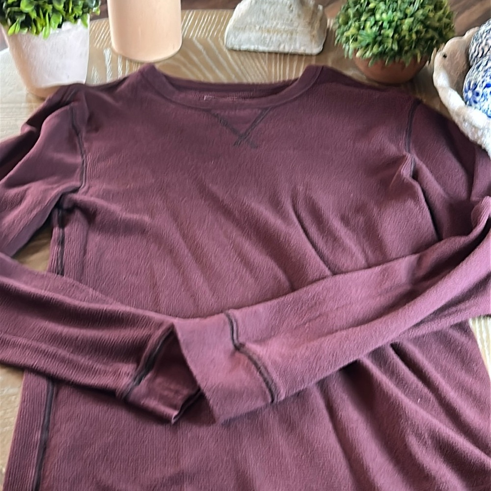 Men's Sonoma Deep Dark Burgundy Thermal Tee Shirt Small